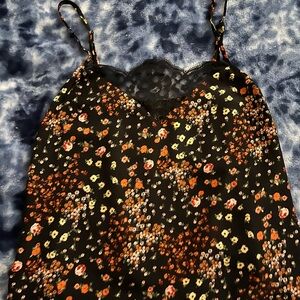 Forever 21 Black Floral Top with Lace